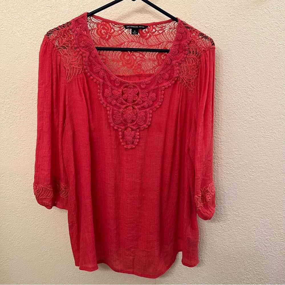Zac & Rachel Apricot Long Sleeve Top (Size 1X)